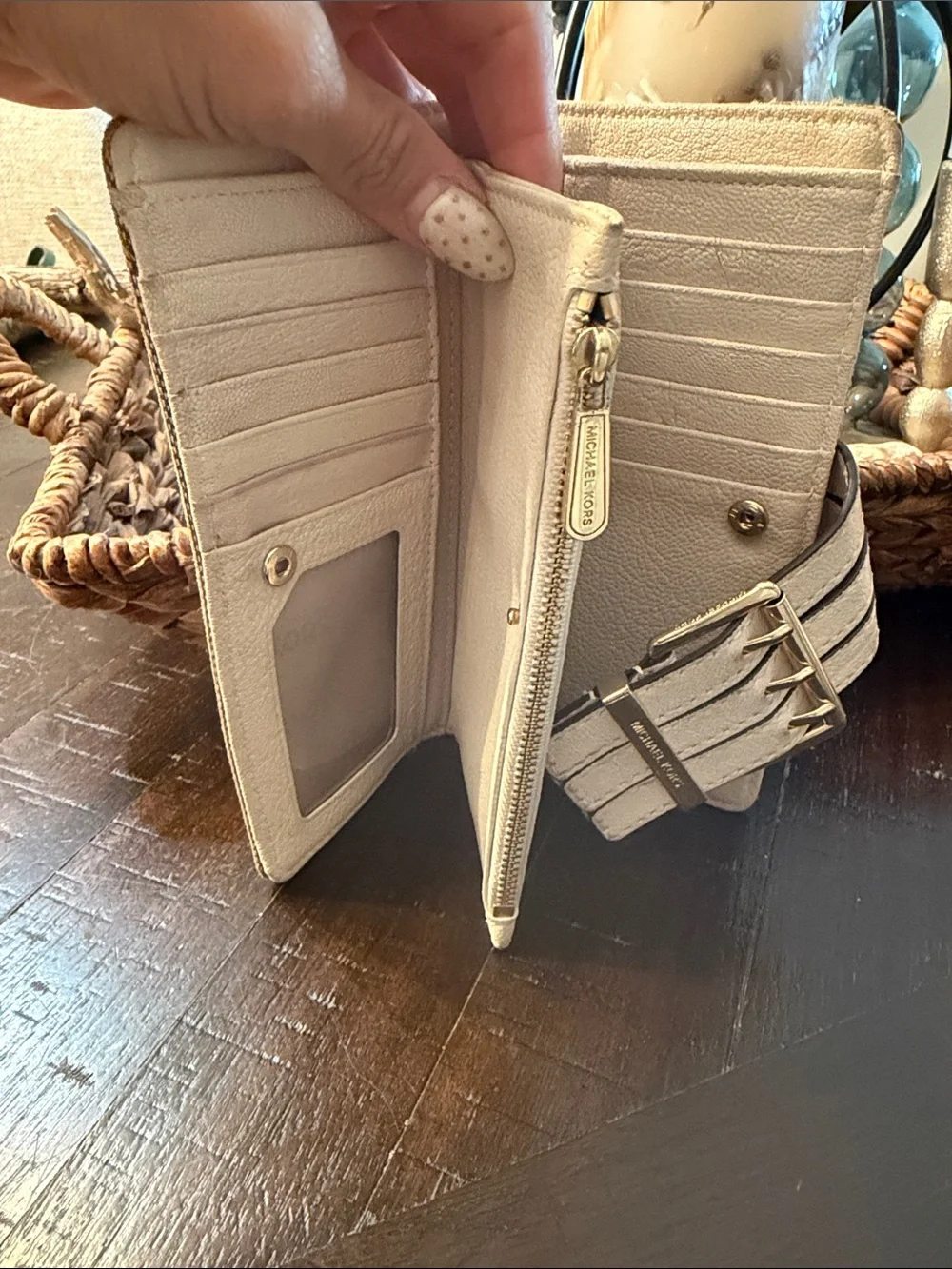 Michael Kors Brown and Tan Logo Buckle Wallet